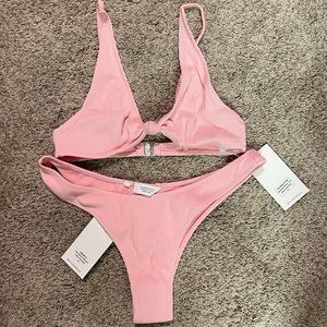 New White Fox Boutique Hacienda Top & Del Marcos Bottom Ribbed - Light Pink M